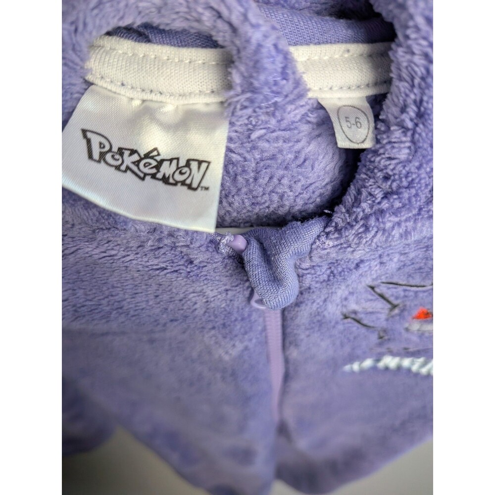 Boys Gengar Pokemon Hood Fleece Bodysuit Kids 5-6 (Fits A Little Small) Pajamas - Picture 8 of 14